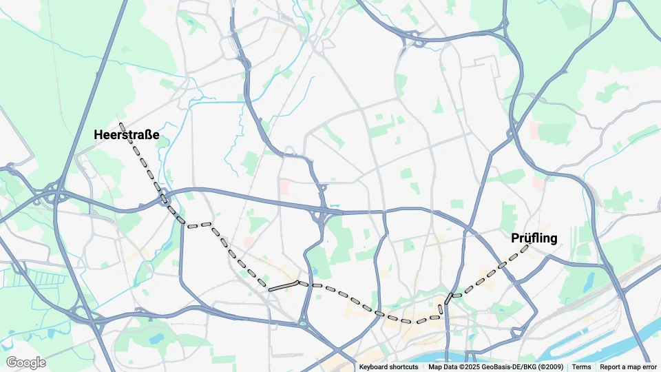 Frankfurt am Main tram line 2: Heerstraße - Prüfling route map