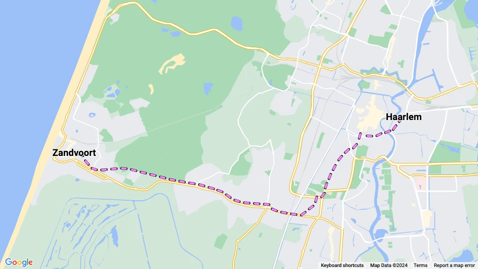 Haarlem regional line C: Zandvoort - Haarlem route map