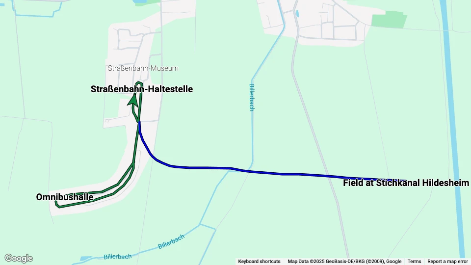 Hannoversches Straßenbahn-Museum (HSM) route map