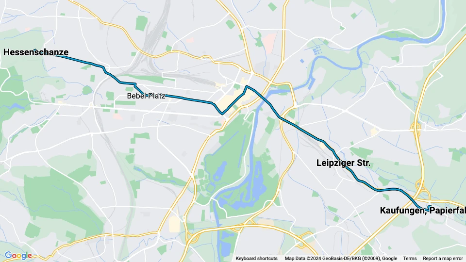 Kassel extra line 8 route map