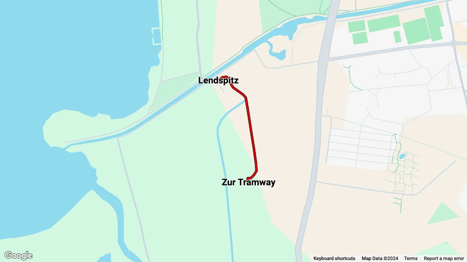 Klagenfurt Lendcanaltramway: Lendspitz - Zur Tramway route map