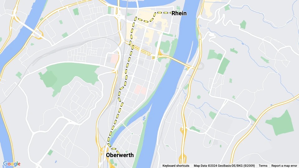 Koblenzer Elektrizitätswerk und Verkehrs-AG (KEVAG) route map