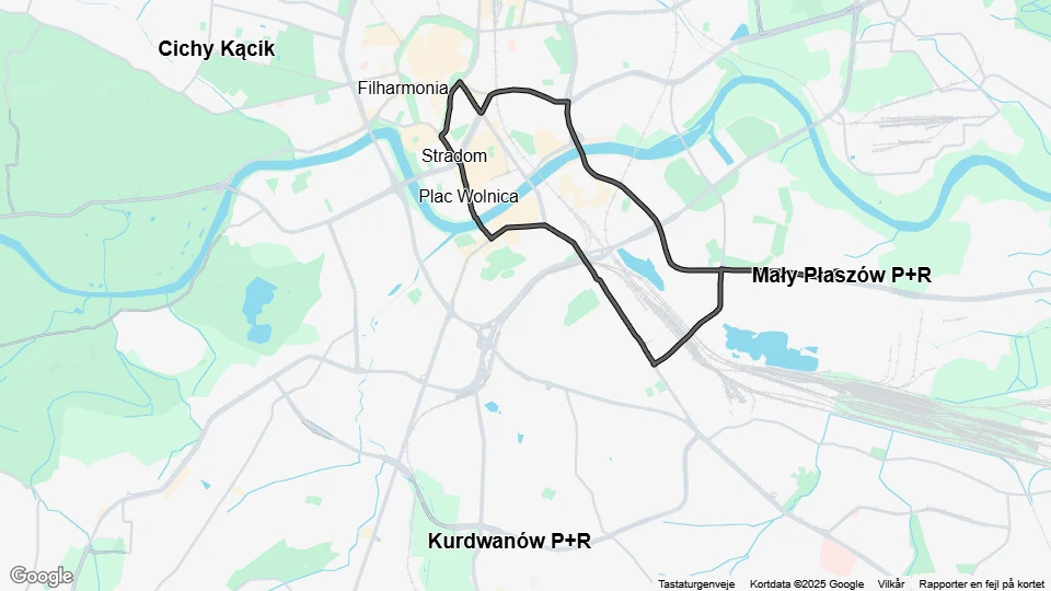 Kraków tram line 6: Mały Płaszów P+R - Mały Płaszów P+R route map