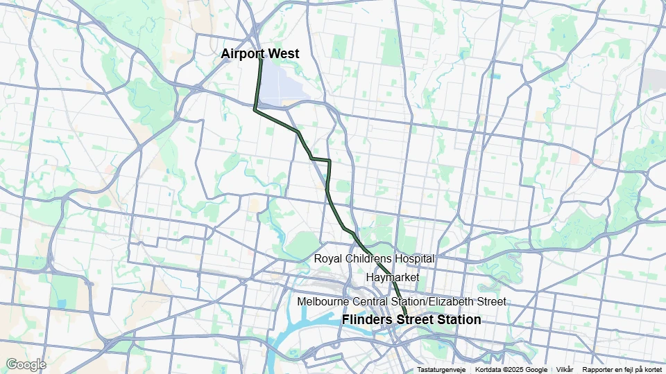 Melbourne tram line 59: Flinders Street Station - Airport West route map