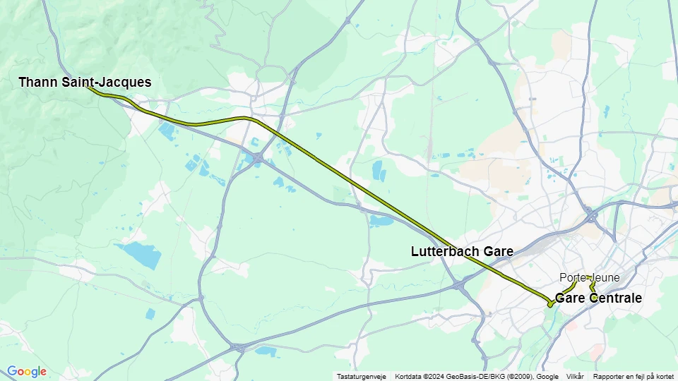 Mulhouse Tram Train: Gare Centrale - Thann Saint-Jacques route map