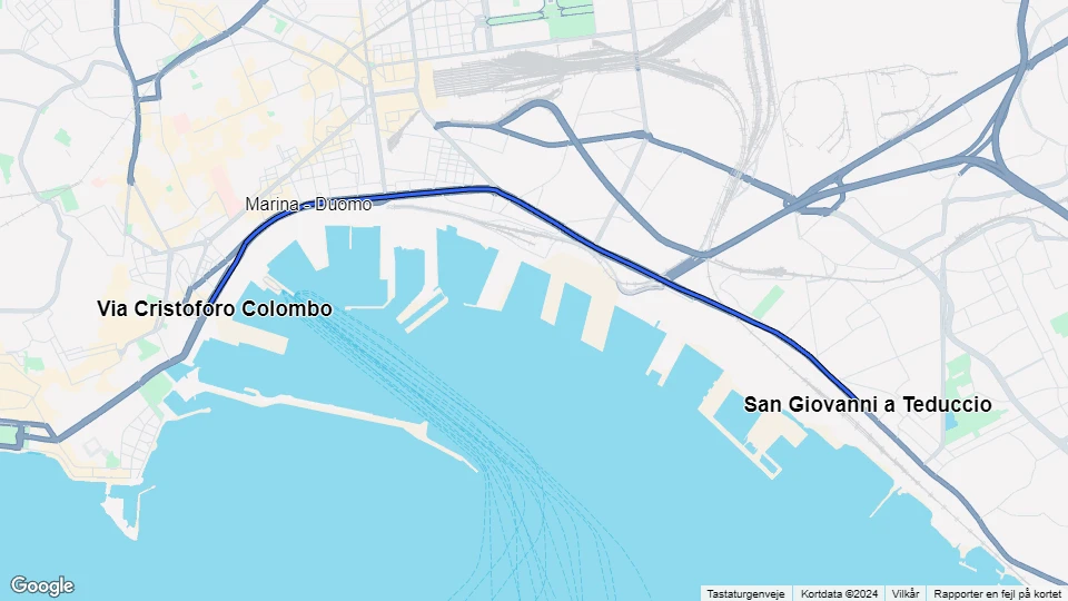 Naples tram line 4: Via Cristoforo Colombo - San Giovanni a Teduccio route map