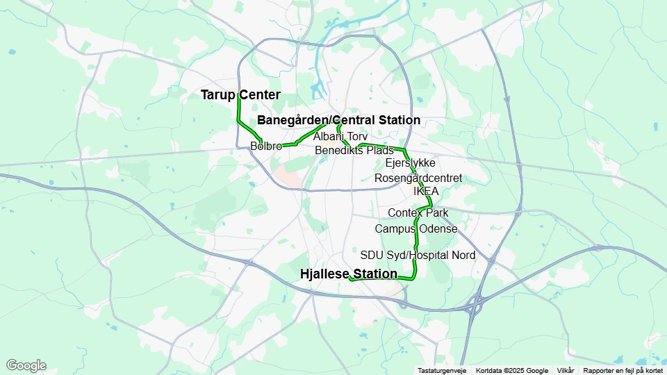 Odense: Tarup Center - Hjallese Station route map