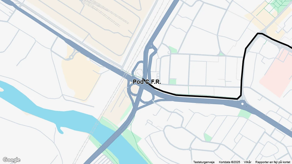 Oradea tram line 1N: Pod C.F.R. - Pod C.F.R. route map