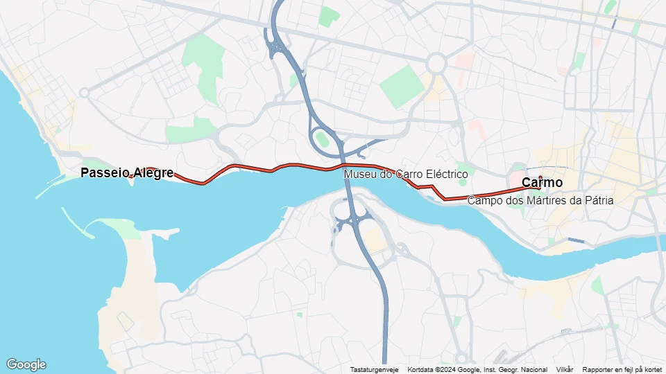 Porto tram line 18: Passeio Alegre - Carmo route map