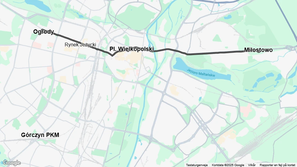 Poznań tram line 8: Miłostowo - Ogrody route map