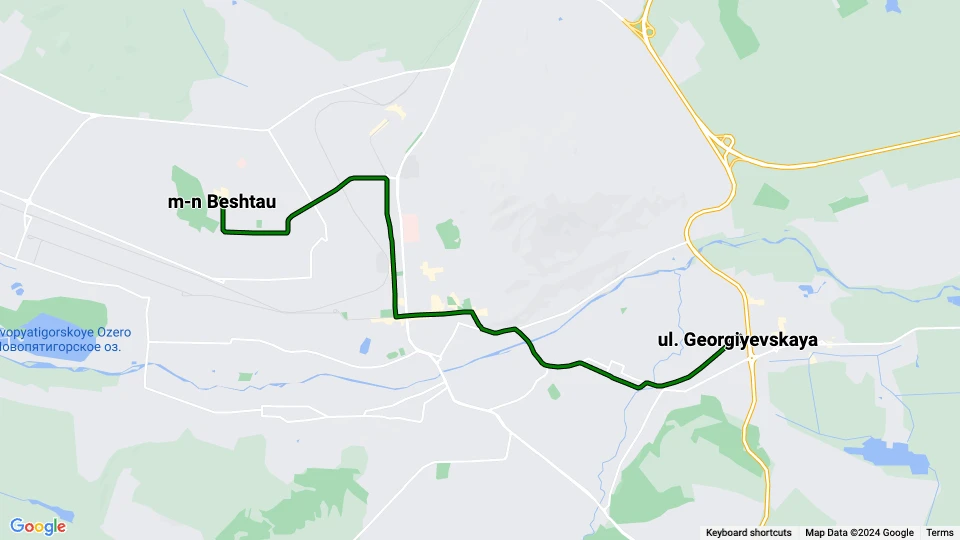 Pyatigorsk tram line 8: ul. Georgiyevskaya - m-n Beshtau route map