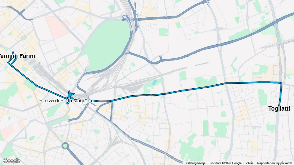 Rome tram line 14: Termini Farini - Togliatti route map