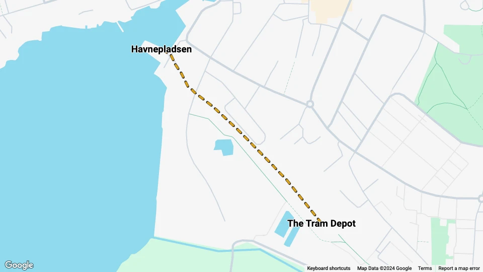 Skælskør museum line: Havnepladsen - The Tram Depot route map