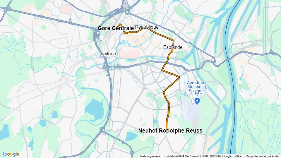 Strasbourg tram line C: Gare Centrale - Neuhof Rodolphe Reuss route map