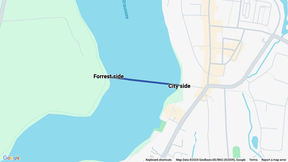 Strausberg water line 39: City side - Forrest side route map