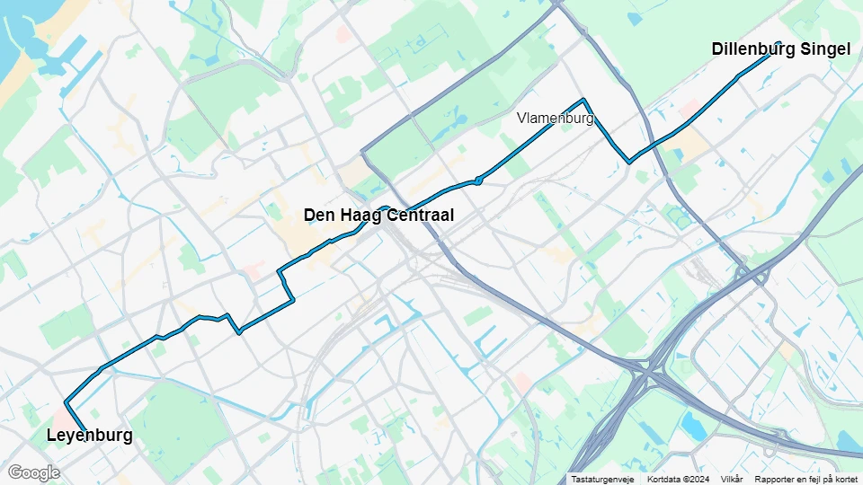 The Hague tram line 6: Leyenburg - Dillenburg Singel route map