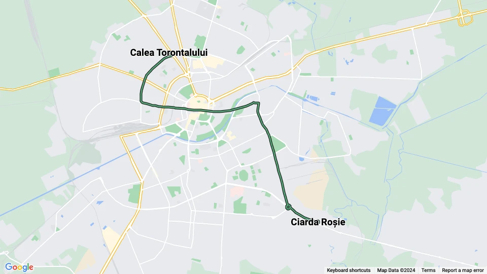 Timişoara tram line 4: Calea Torontalului - Ciarda Roșie route map