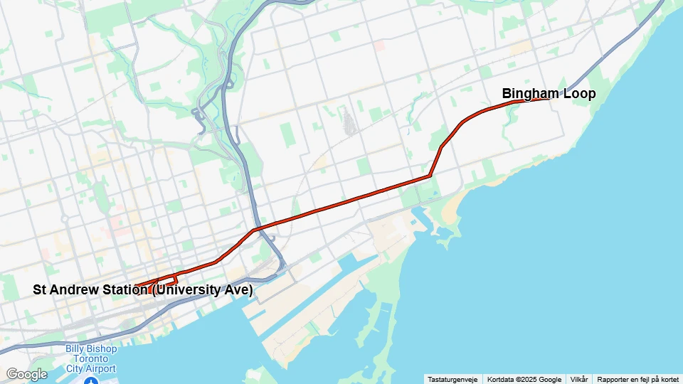 Toronto extra line 503 Kingston Rd: Bingham Loop - St Andrew Station (University Ave) route map