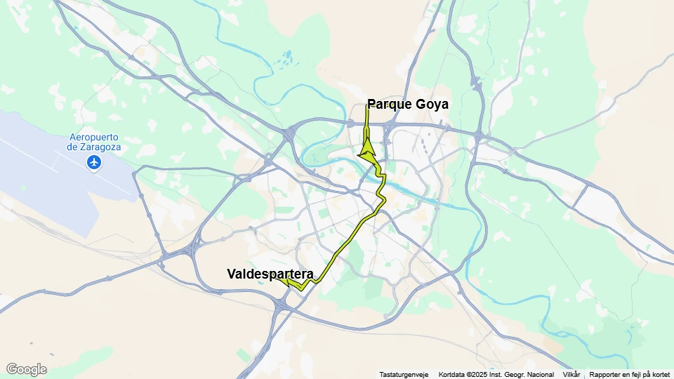 Tranvía Zaragoza route map