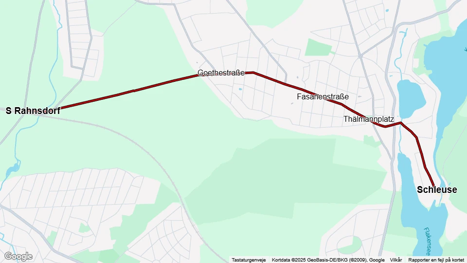 Woltersdorf tram line 87: S Rahnsdorf - Schleuse route map