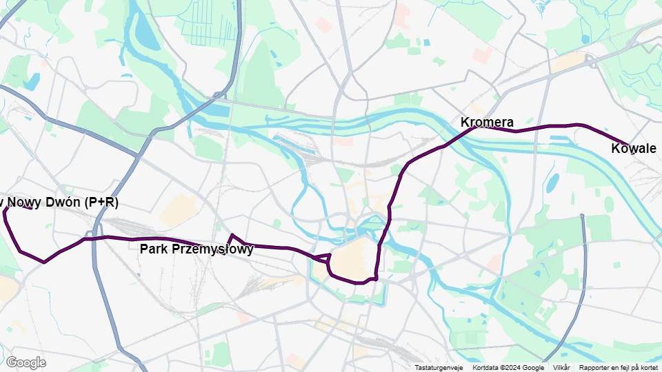 Wrocław tram line 23: Kowale - Wrocław Nowy Dwón (P+R) route map