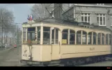 Le Mongy. A train in the city. The Lille-Roubaix-Tourcoing tramway.