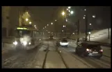 Praha, tramvaj, Prague, tram in snow, real time in driver cab. part 4