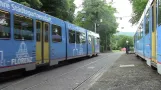 Tram Kassel: Exit and entry traffic, 30.05.2014 (Description DE/EN)