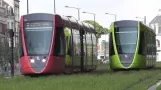 Trams at the Central Station in Reims