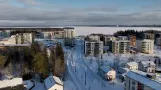 Tramway construction site from Santalahti to Lentävänniemi in Tampere in February 2024.