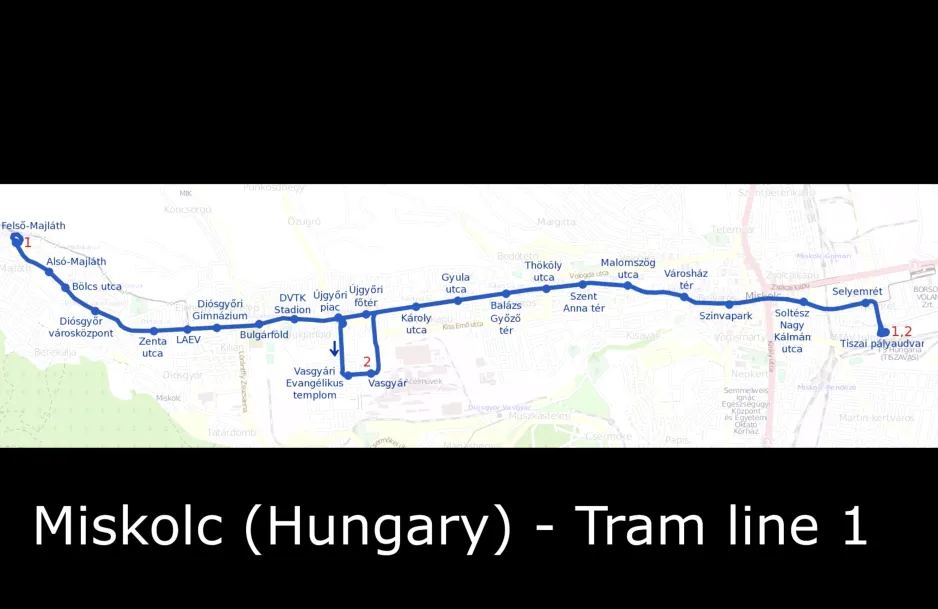 Cab View - Miskolc tram line 1