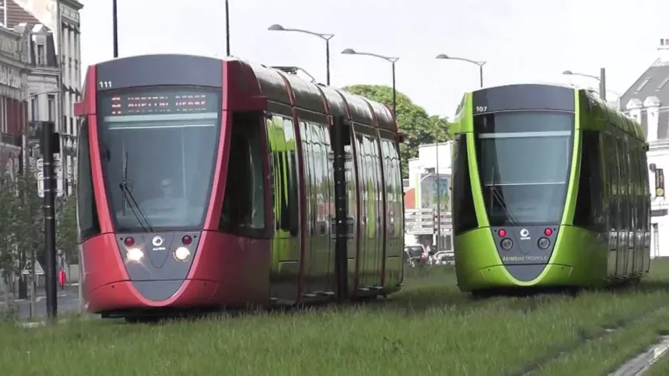 Trams at the Central Station in Reims