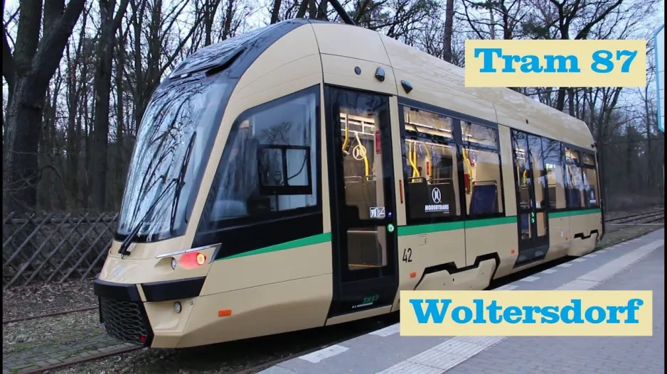 Woltersdorfer Straßenbahn - Tram 87 on 07. Febr '25 - Moderus Gamma with Gotha reinforcement